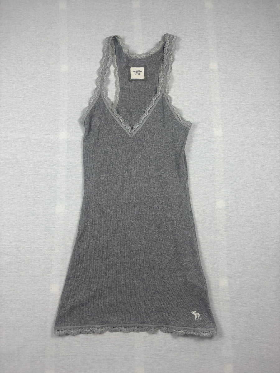 Vintage Abercrombie & Fitch Tank Top Grau Spitze Racerback