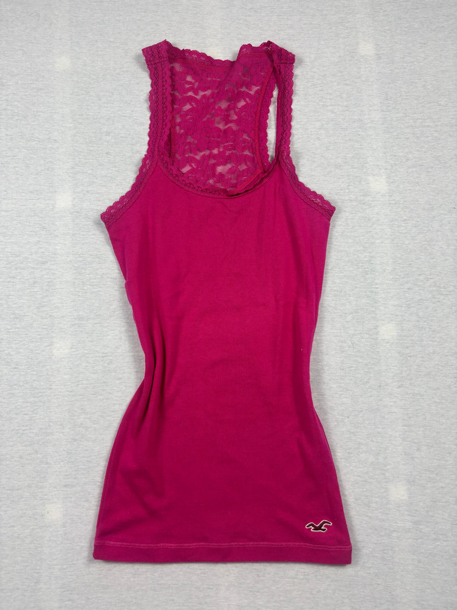 Vintage Hollister Tank Top Pink Spitze Racerback Gr. XS