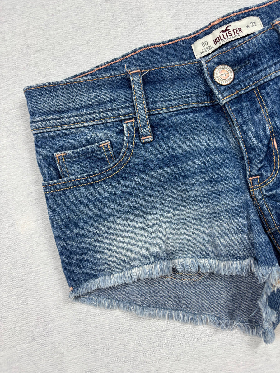 Vintage Hollister Jeansshorts Mittelblau Cutoff Low Rise Gr. W23